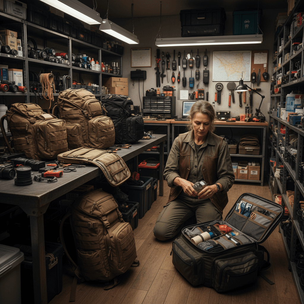 Tiran Dagan organizing emergency supplies